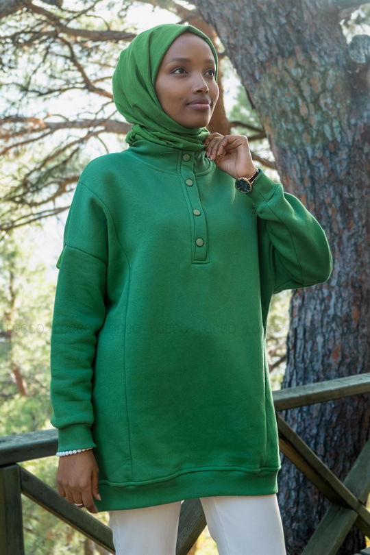 Uygun Fiyatlı CIT CIT DETAY UC IPLIK SWEAT YESIL | Loccomoda.com 
