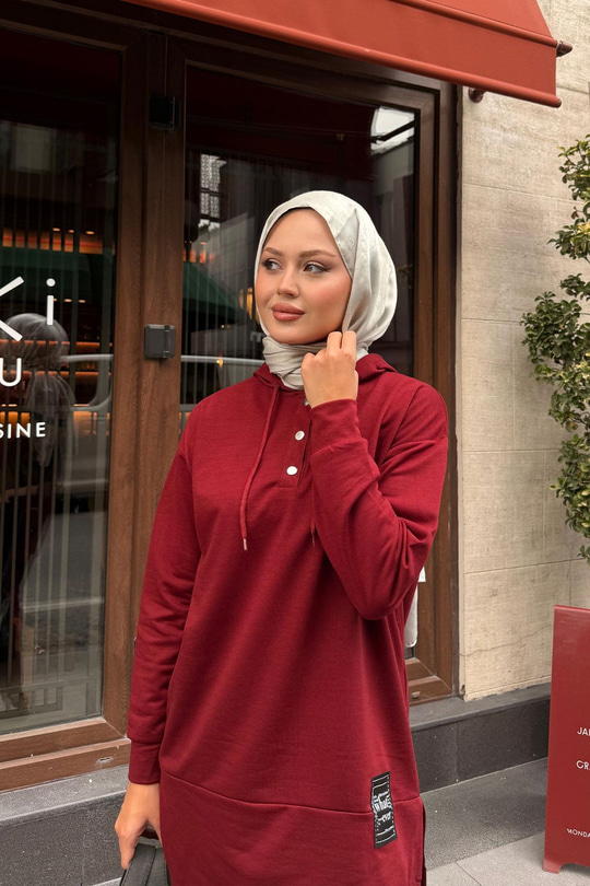 Çıtçıtlı İkili Takım Bordo