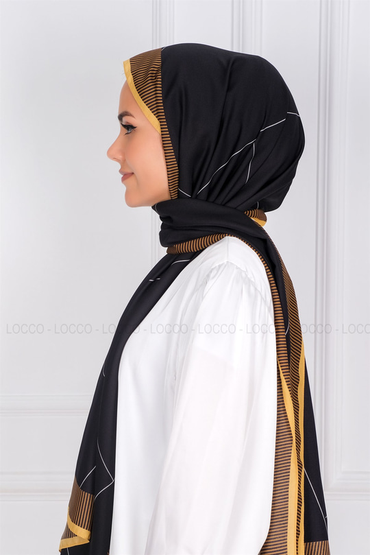 Uygun Fiyatlı CIZGI DESENLI DIJITAL MEDINE SAL HARDAL | Loccomoda.com 