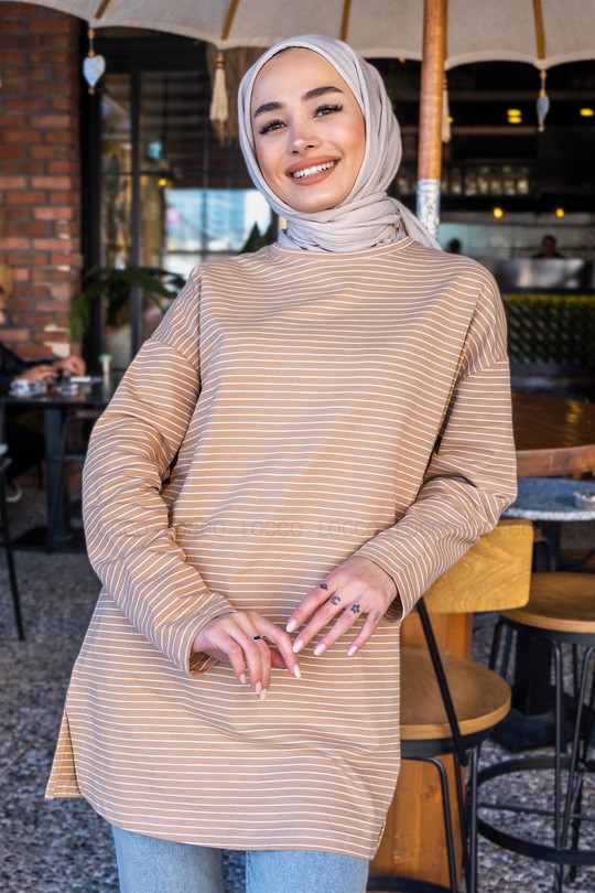 Uygun Fiyatlı CIZGILI TUNIK  VIZON | Loccomoda.com 