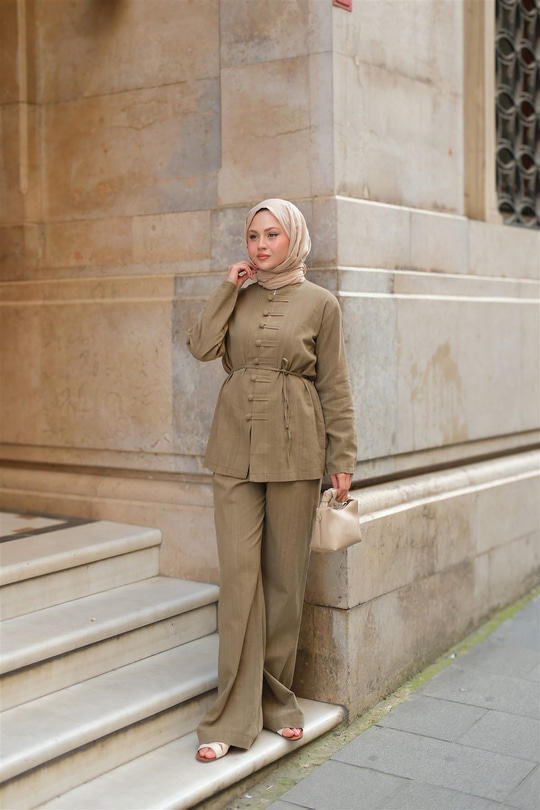 Clandestina Düğme Detaylı Takım Küf Yeşil