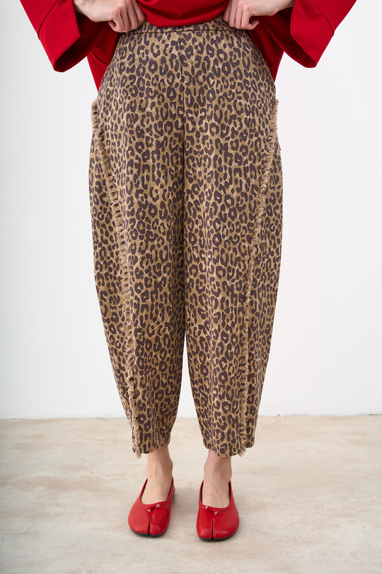 Leopar Detay Püsküllü Pantolon Vizon