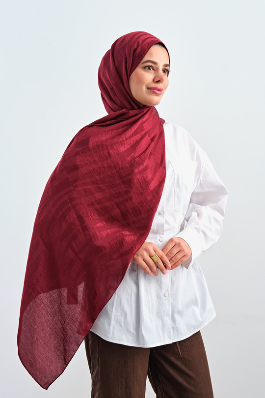 Zebra Çizgili Desen Şal Mürdüm