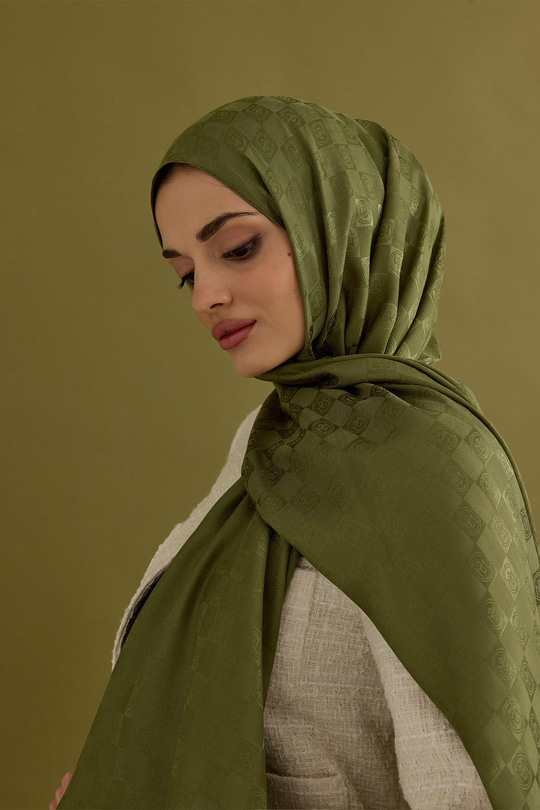 Dama Monogram Şal yeşil elma