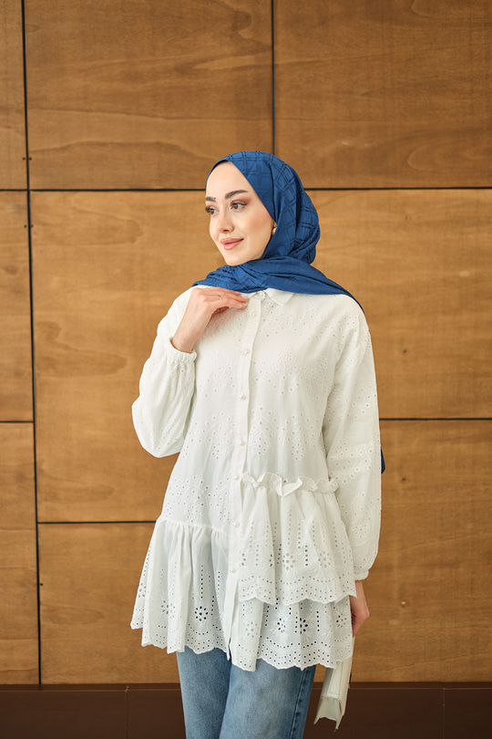 Dantel Detay Gömlek BEYAZ