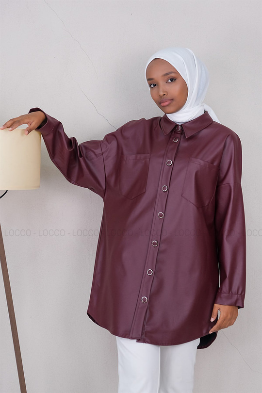 Uygun Fiyatlı DERI CEPLI GOMLEK BORDO | Loccomoda.com 