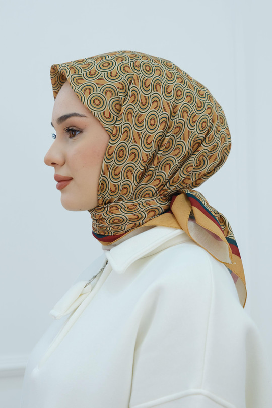 Desenli Soft Eşarp Hardal