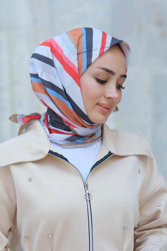 Desenli Soft Eşarp Kahverengi