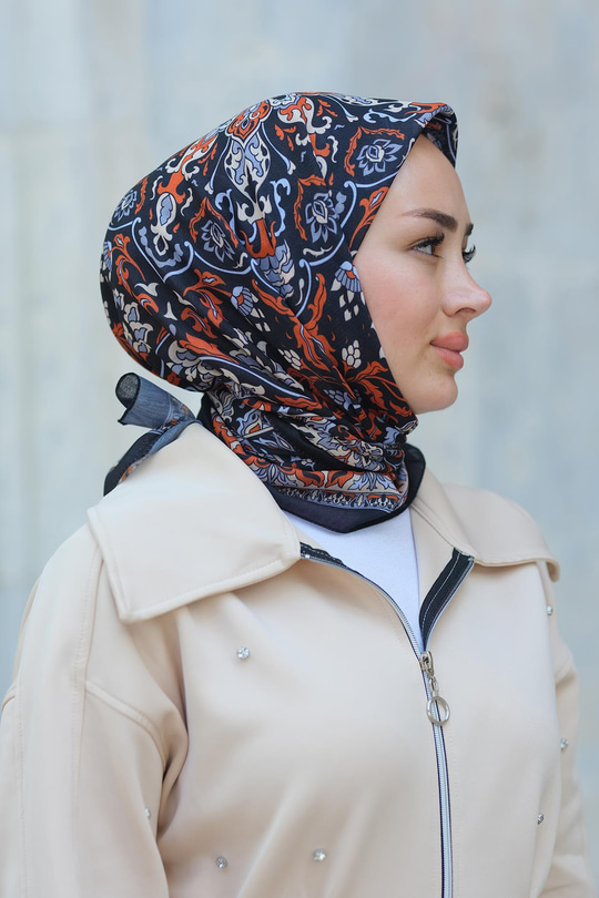 Desenli Soft Eşarp Kiremit