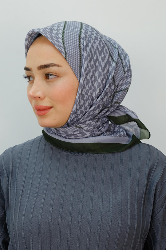 Desenli Soft Eşarp Koyu Yeşil