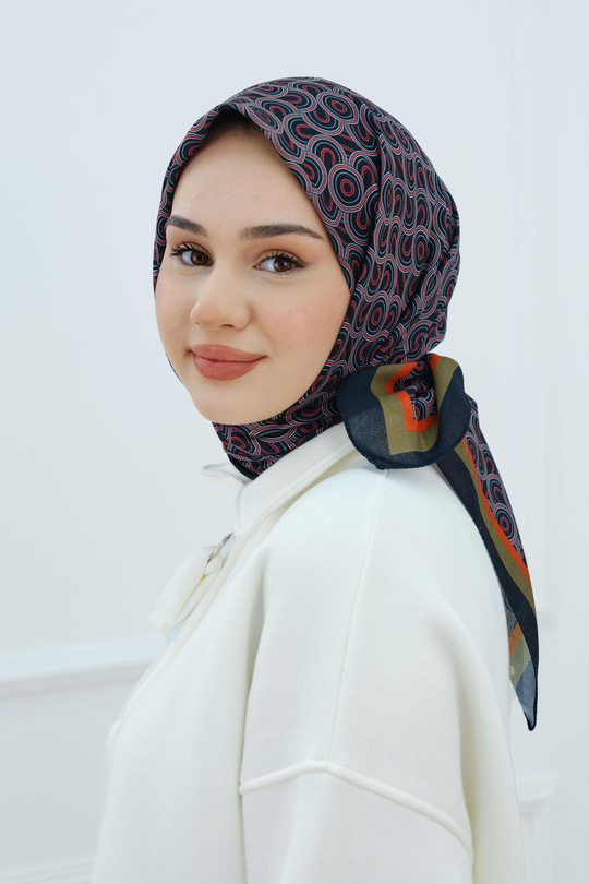 Desenli Soft Eşarp Lacivert