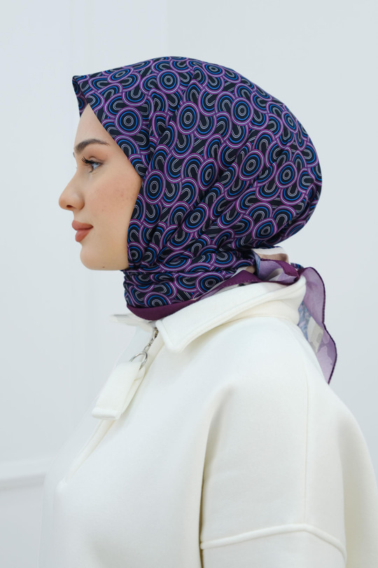 Desenli Soft Eşarp Mürdüm