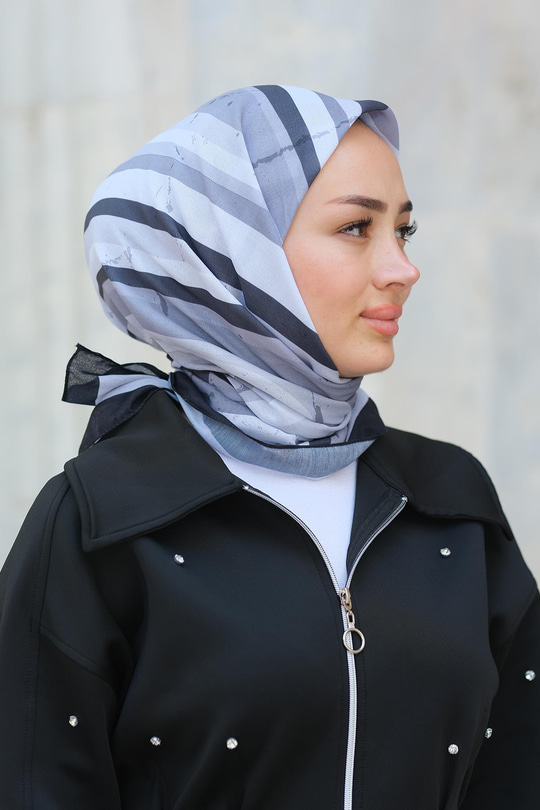 Desenli Soft Eşarp Siyah