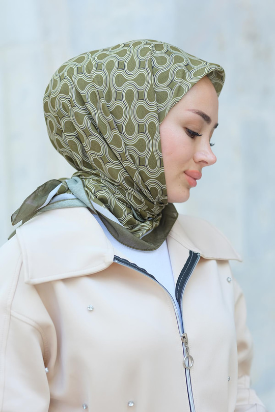 Desenli Soft Eşarp Yeşil