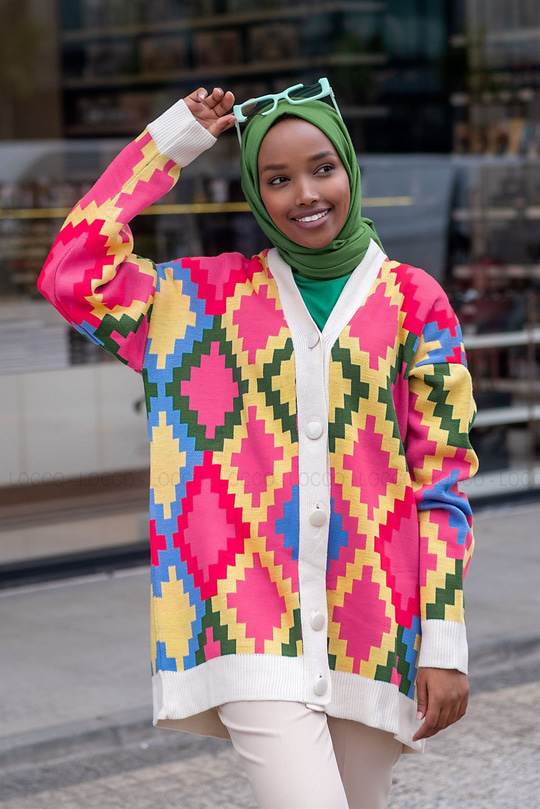 Uygun Fiyatlı DESENLI TRIKO HIRKA KREM | Loccomoda.com 