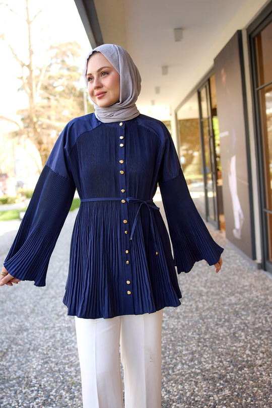 Dik Piliseli Modal Burgonya Gömlek Lacivert