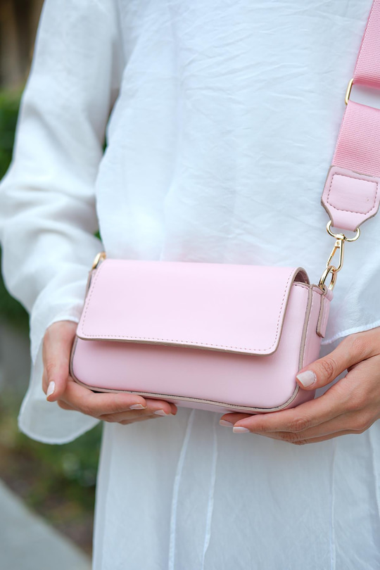 Dikdörtgen Minimal Omuz Çantası Pembe