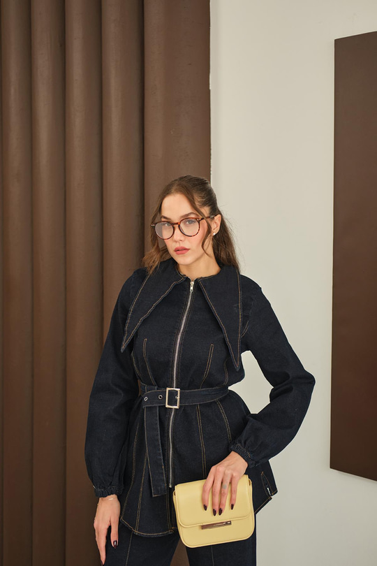 Dikiş Detay Kot Takım Lacivert