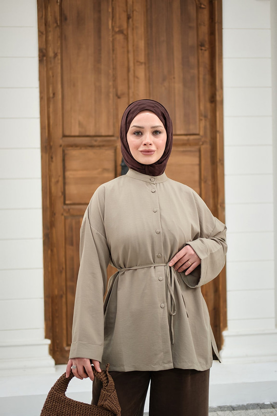 Duble Kol Yırtmaçlı Gömlek Mint Yeşil