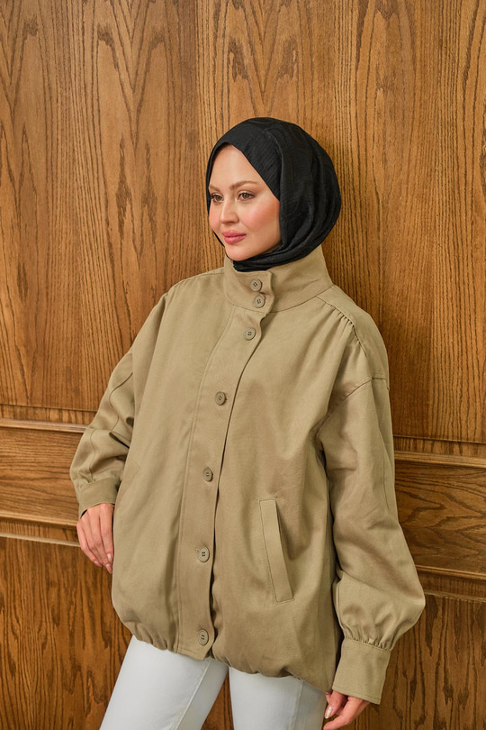 Düğme Detaylı Ceket Vizon