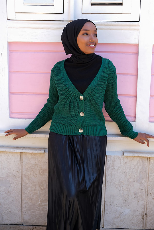 Uygun Fiyatlı DUGMELI TRIKO HIRKA ZUMRUT YESIL | Loccomoda.com 