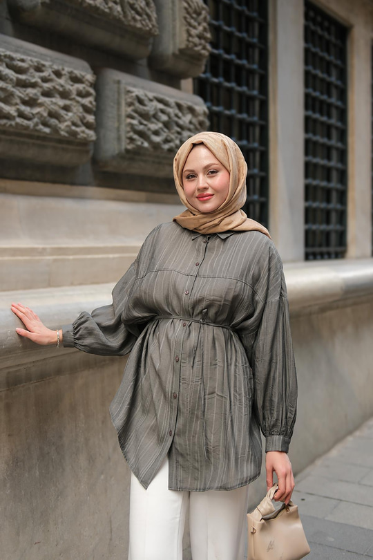 Ekol Bel Bağlamalı Gömlek Antrasit