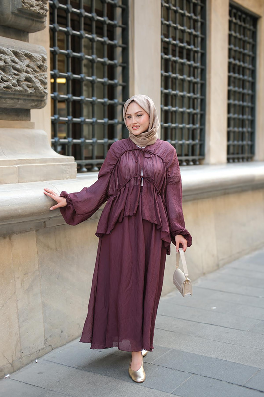 Etekli Kimono Takım Bordo