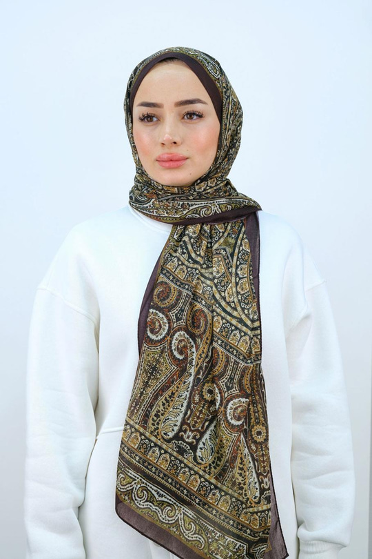 Etnik Desen Şal Acı Kahve