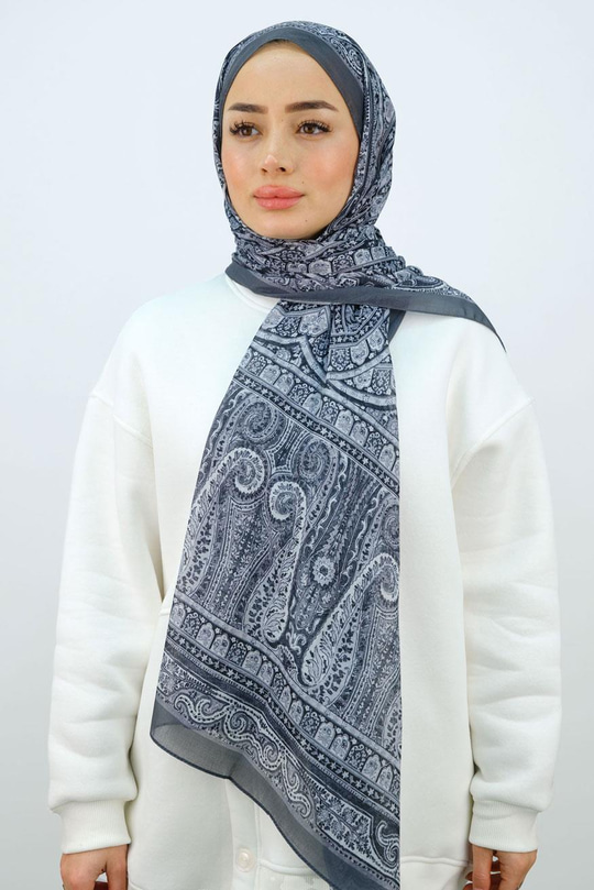 Etnik Desen Şal Gri