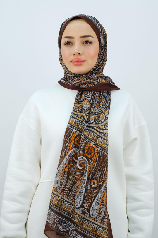 Etnik Desen Şal Kahverengi