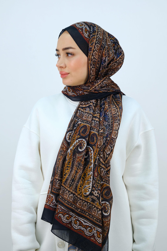 Etnik Desen Şal Siyah