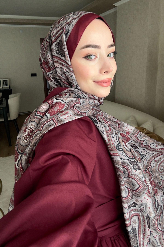 Etnik Desen Soft Şal Bordo