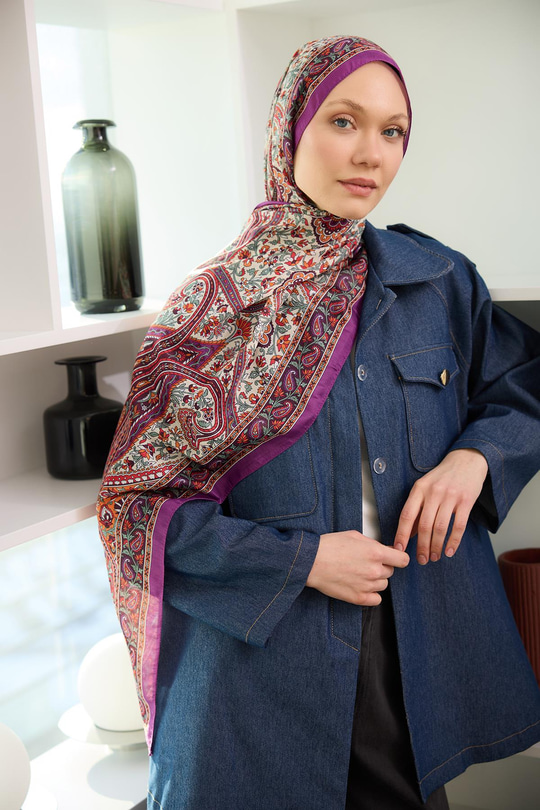 Etnik Desen Soft Şal Fuşya