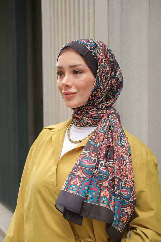 Etnik Desen Soft Şal İndigo Mavi