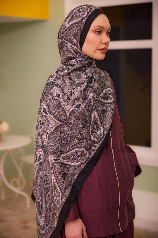 Etnik Desen Soft Şal Kahverengi