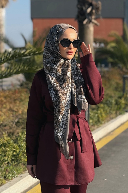 Etnik Desen Soft Şal Küf Yeşil