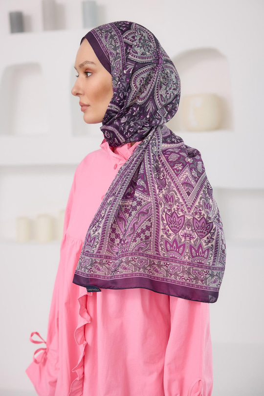 Etnik Desen Soft Şal Mor
