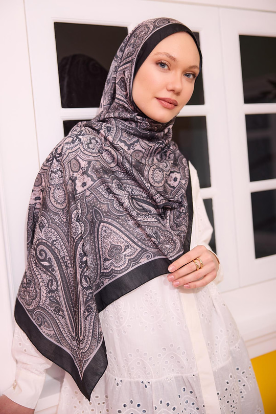 Etnik Desen Soft Şal Pudra