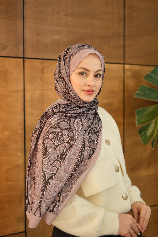 Etnik Desen Soft Şal Vizon