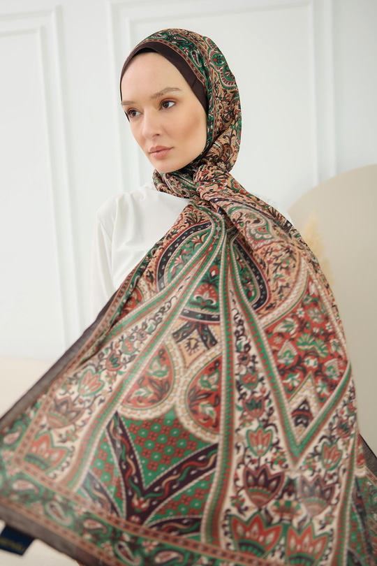 Etnik Desen Soft Şal Zümrüt Yeşil