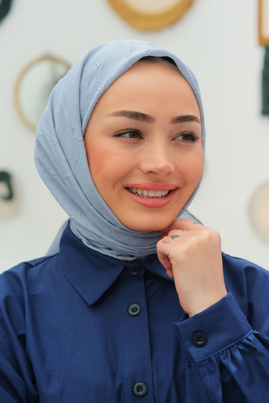 Bambu Kraş Eşarp Açık Mavi