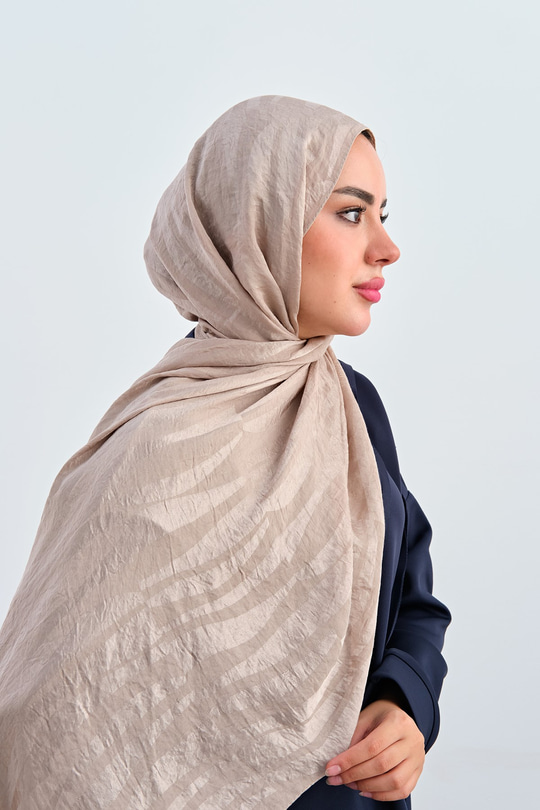 Zebra Çizgili Desen Şal Bej