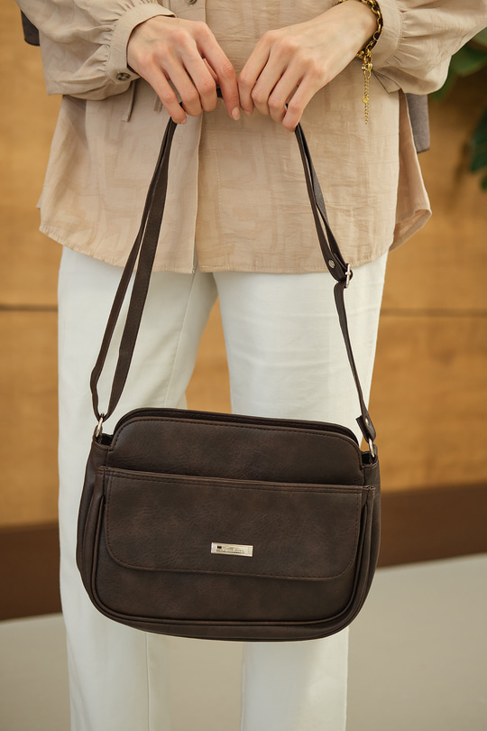 Fermuar Detaylı Çanta Kahverengi