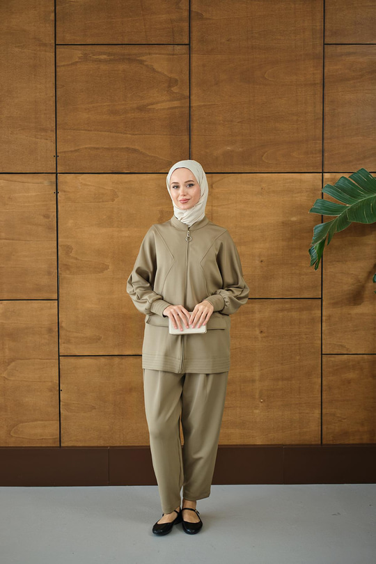 Fermuarlı İkili Takım Yeşil