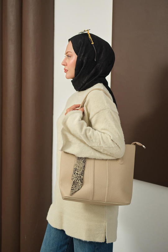 Fularlı Çanta Vizon