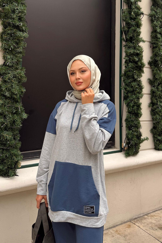 Garnili İkili Takım Gri