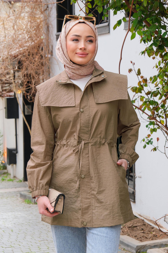 Gemici Yaka Detay Yağmurluk Vizon