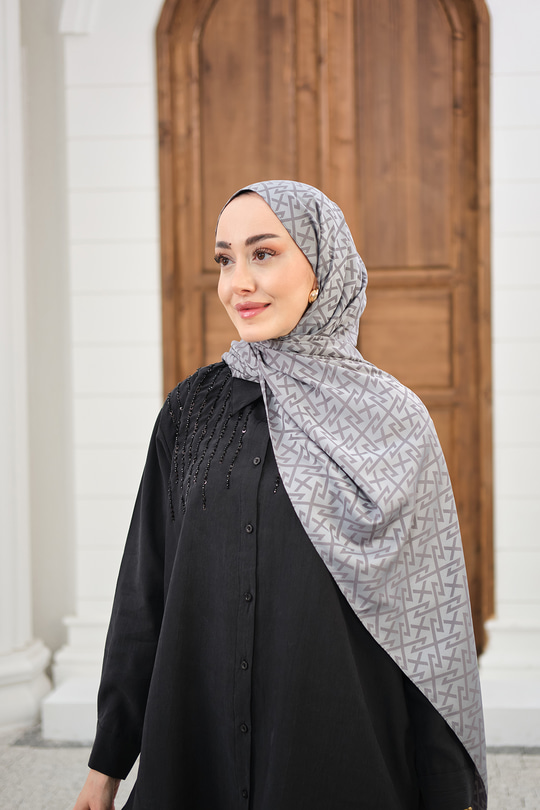 Geometrik Desen Şal Füme