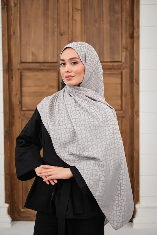 Geometrik Desen Şal Gri