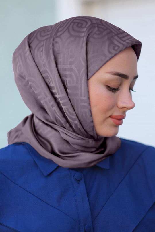 Geometrik Jakar Eşarp Koyu Gri